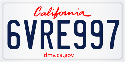 CA license plate 6VRE997