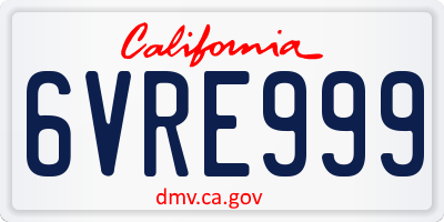 CA license plate 6VRE999