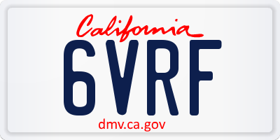 CA license plate 6VRF