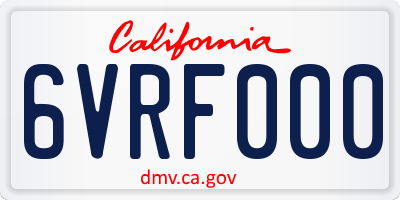CA license plate 6VRF000