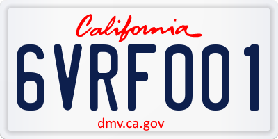 CA license plate 6VRF001