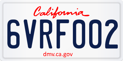 CA license plate 6VRF002