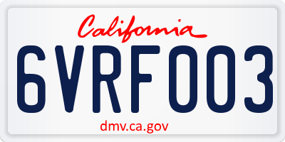 CA license plate 6VRF003
