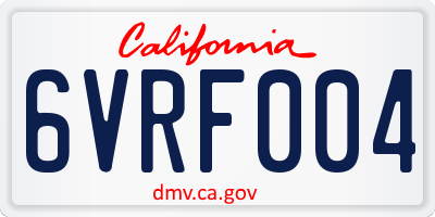 CA license plate 6VRF004