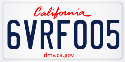 CA license plate 6VRF005