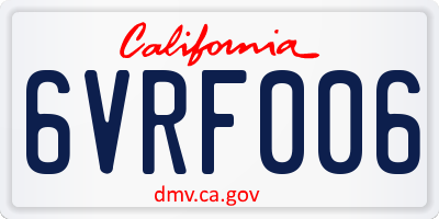 CA license plate 6VRF006