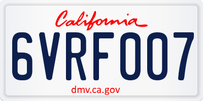 CA license plate 6VRF007
