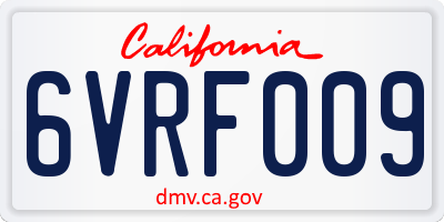 CA license plate 6VRF009