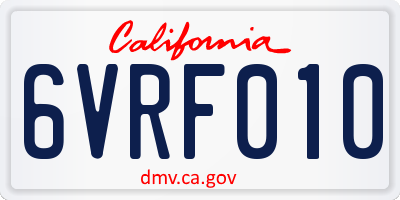 CA license plate 6VRF010