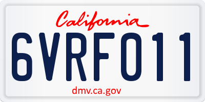 CA license plate 6VRF011