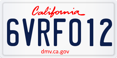 CA license plate 6VRF012