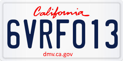 CA license plate 6VRF013