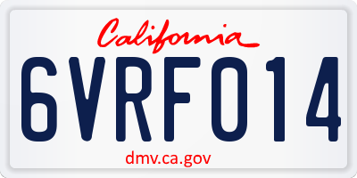 CA license plate 6VRF014