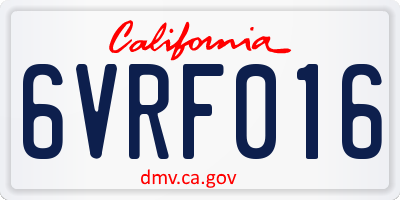 CA license plate 6VRF016