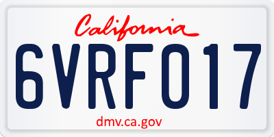 CA license plate 6VRF017