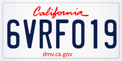 CA license plate 6VRF019
