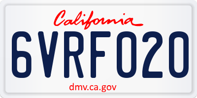 CA license plate 6VRF020