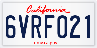 CA license plate 6VRF021