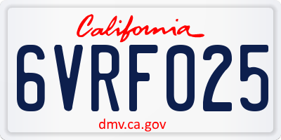CA license plate 6VRF025