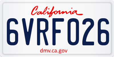 CA license plate 6VRF026