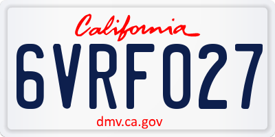 CA license plate 6VRF027