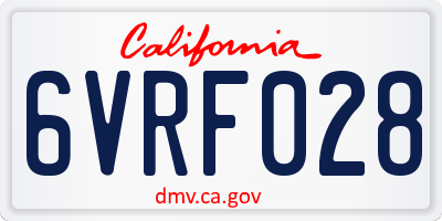 CA license plate 6VRF028