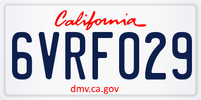 CA license plate 6VRF029