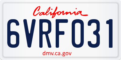 CA license plate 6VRF031