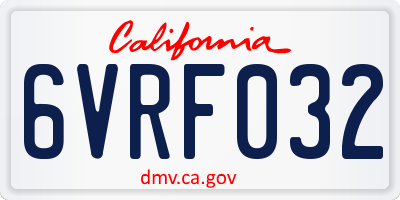 CA license plate 6VRF032