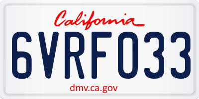 CA license plate 6VRF033
