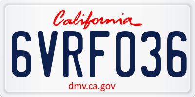 CA license plate 6VRF036