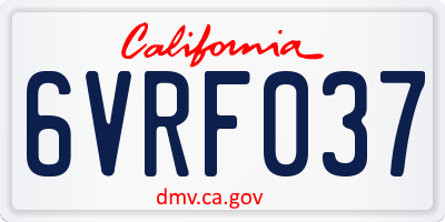 CA license plate 6VRF037