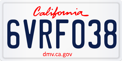 CA license plate 6VRF038