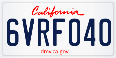 CA license plate 6VRF040