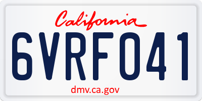 CA license plate 6VRF041