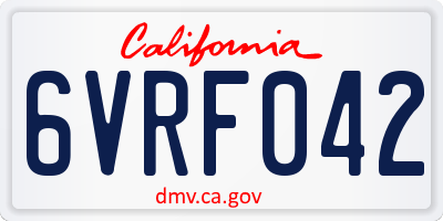CA license plate 6VRF042