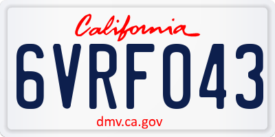 CA license plate 6VRF043