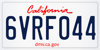 CA license plate 6VRF044