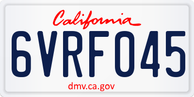 CA license plate 6VRF045