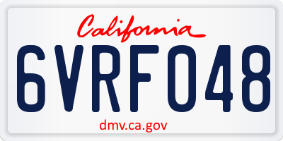 CA license plate 6VRF048