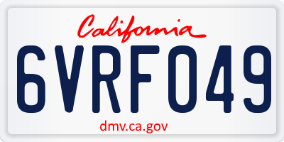 CA license plate 6VRF049