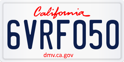 CA license plate 6VRF050