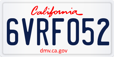 CA license plate 6VRF052
