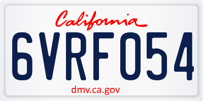 CA license plate 6VRF054