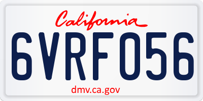 CA license plate 6VRF056