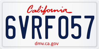 CA license plate 6VRF057