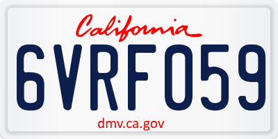 CA license plate 6VRF059