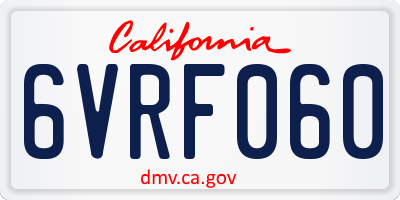 CA license plate 6VRF060