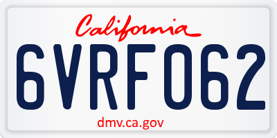 CA license plate 6VRF062