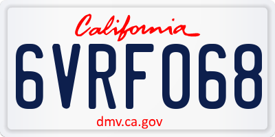 CA license plate 6VRF068
